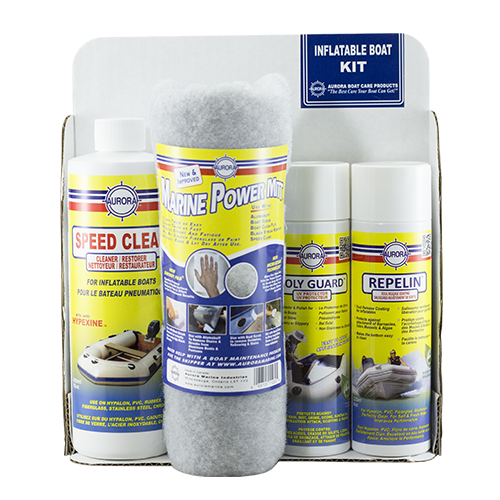The Inflatable Boat Care Kit - Everything You Need to Care for Your Inflatable Boat! For cleaning to restoring your inflatable boat!